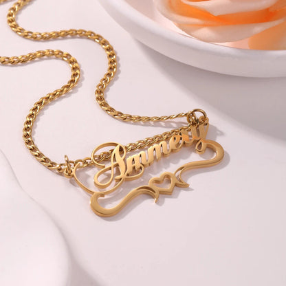 Personalized Name Necklace: Stainless Steel Jewelry Gift, Heart Pendant