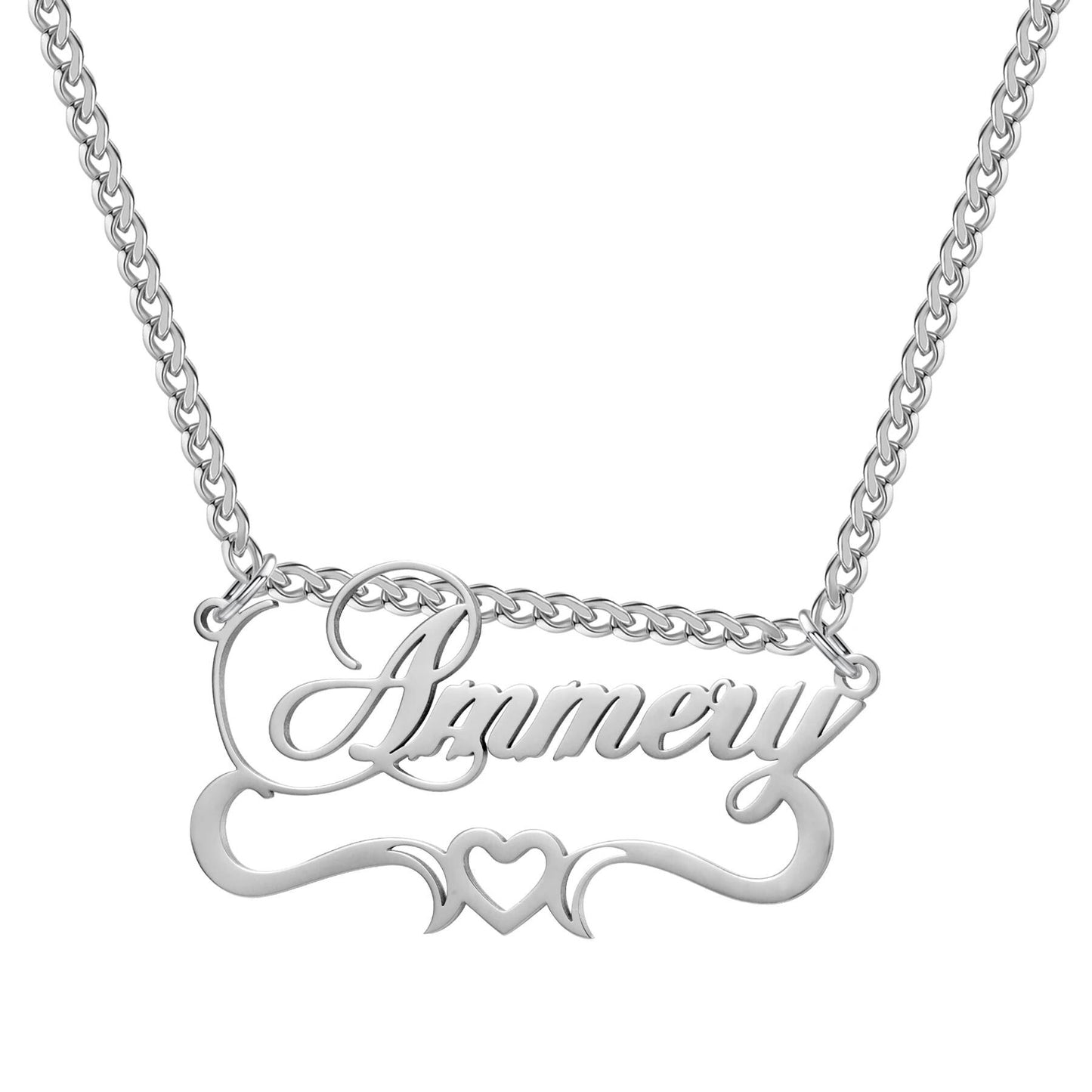 Personalized Name Necklace: Stainless Steel Jewelry Gift, Heart Pendant
