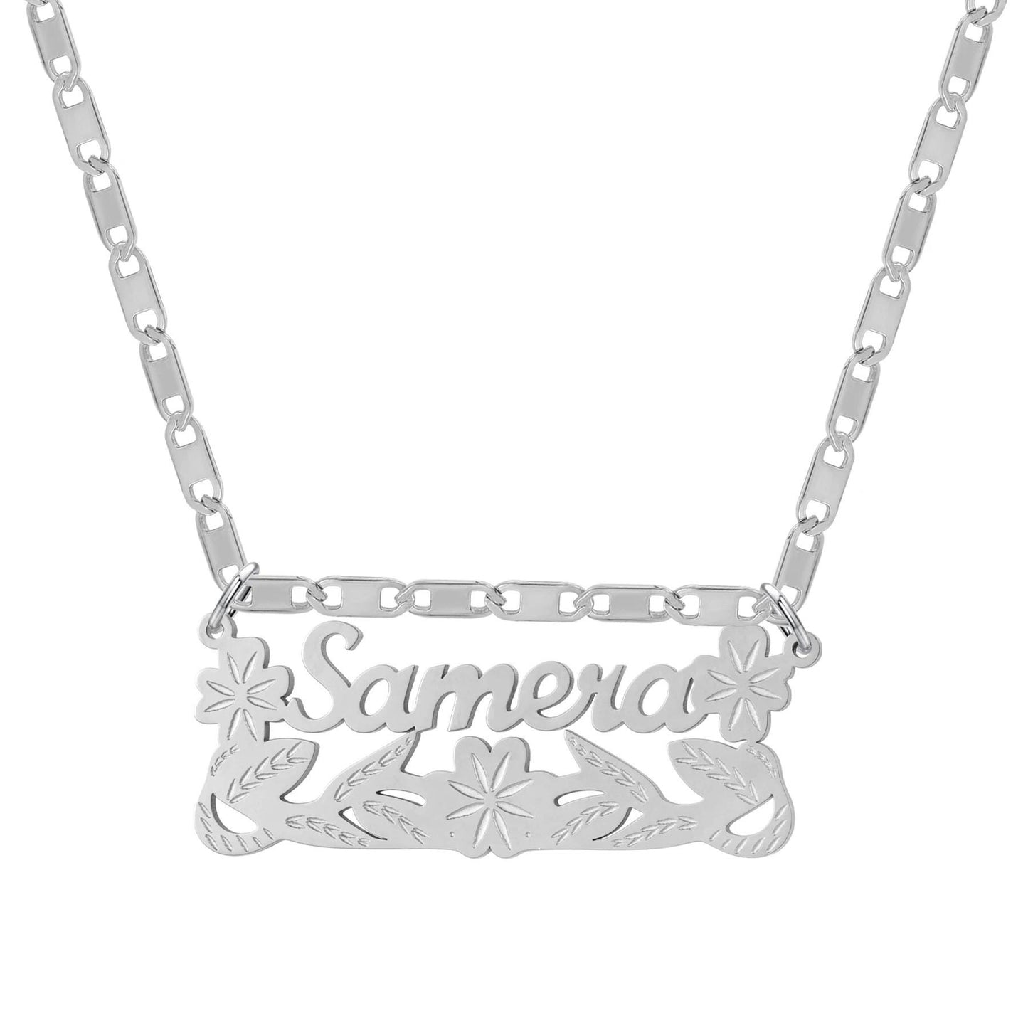 Custom Double Plated Name Necklace: Stainless Steel Figaro Chain
