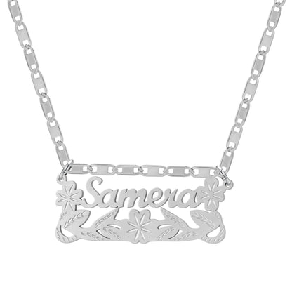 Custom Double Plated Name Necklace: Stainless Steel Figaro Chain