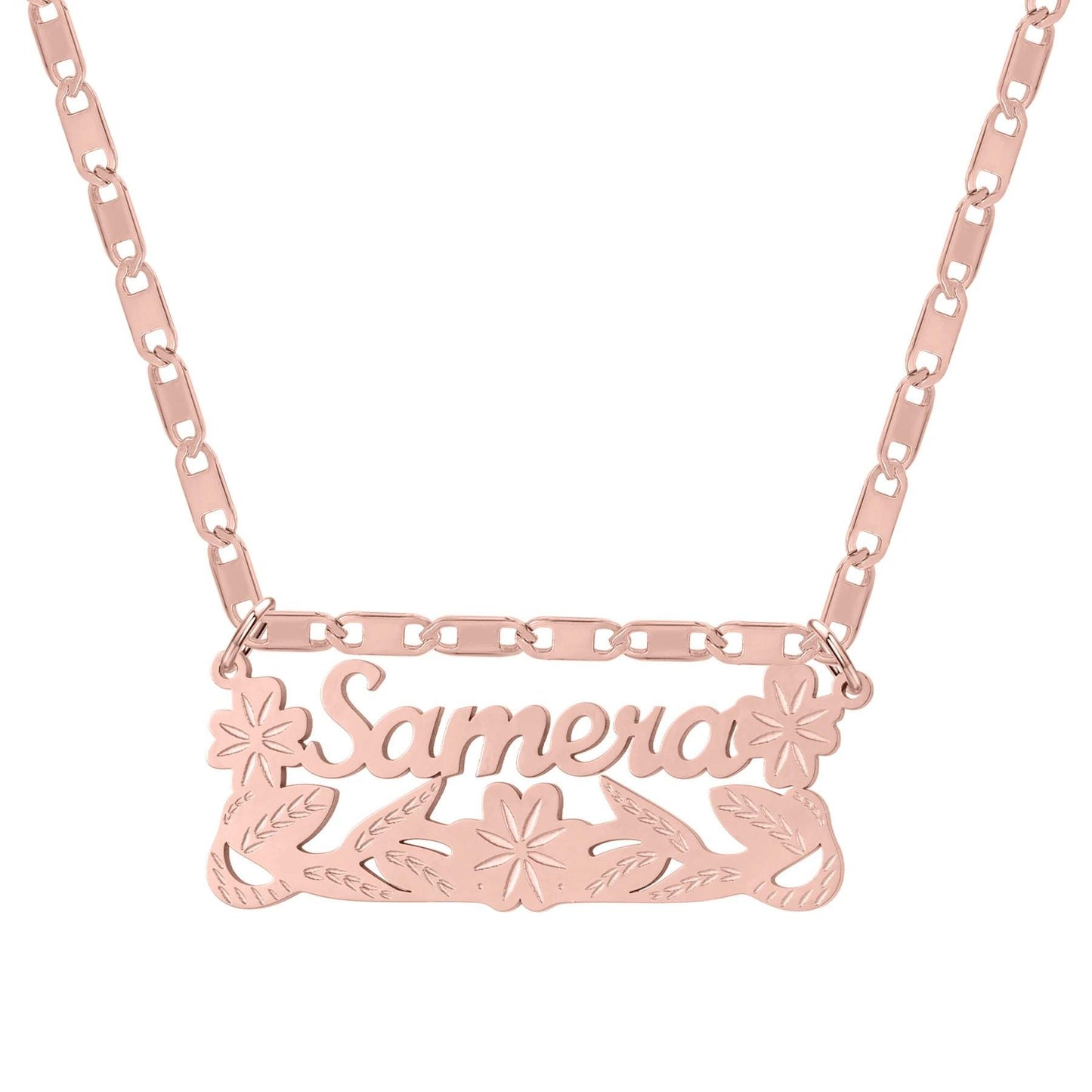 Custom Double Plated Name Necklace: Stainless Steel Figaro Chain