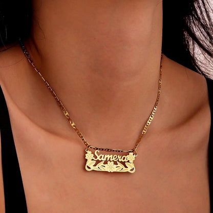 Custom Double Plated Name Necklace: Stainless Steel Figaro Chain