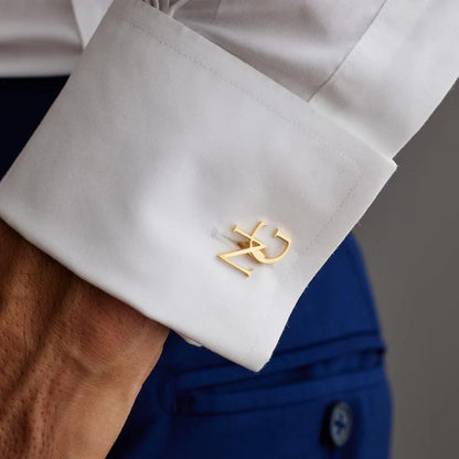 Bulk Custom Monogram Cufflinks, Personalized Groomsmen Gifts, Gold or Silver Initial Cuff Links
