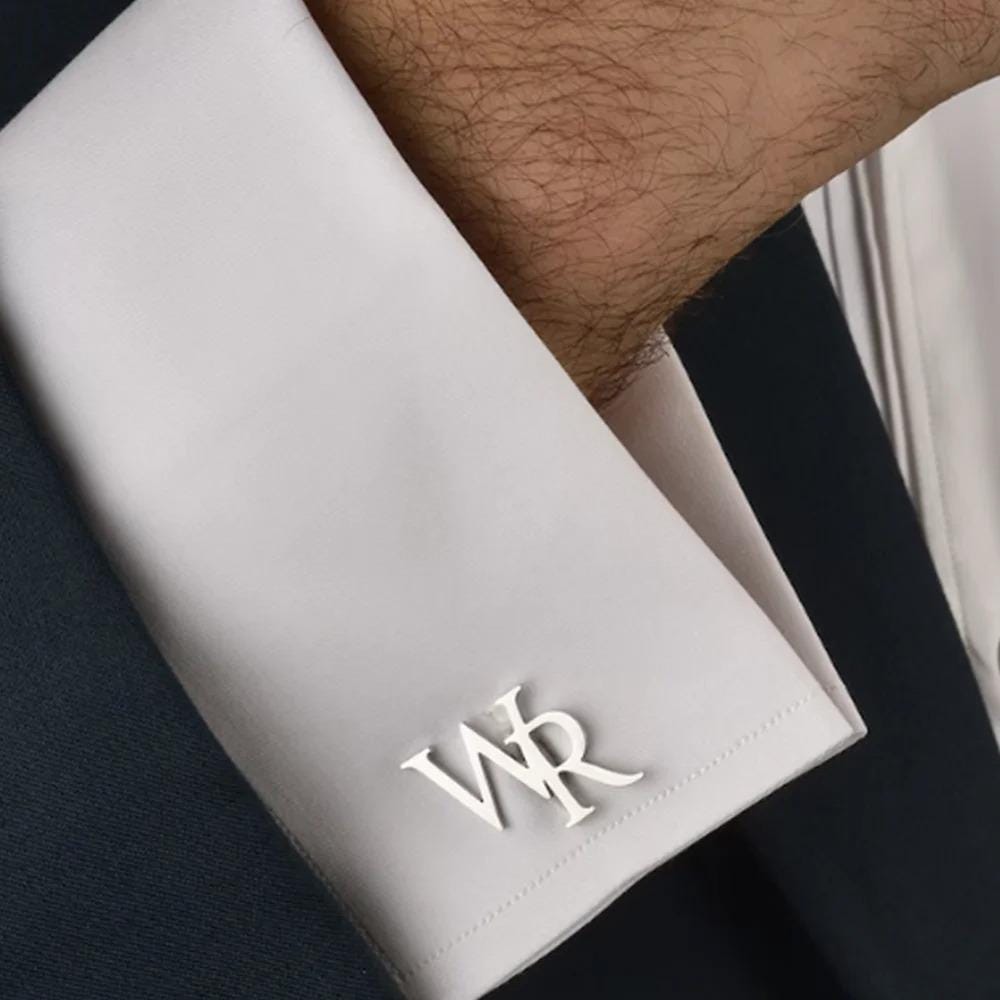 Bulk Custom Monogram Cufflinks, Personalized Groomsmen Gifts, Gold or Silver Initial Cuff Links