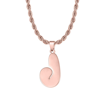 Custom Arabic Initial Necklace: Bubble Letter, Rope Chain
