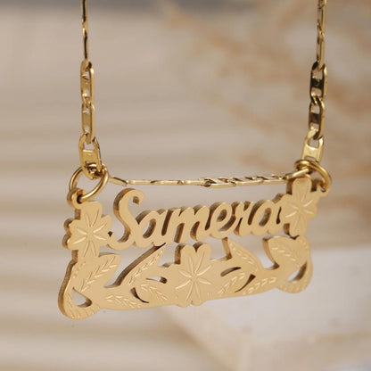 Custom Double Plated Name Necklace: Stainless Steel Figaro Chain