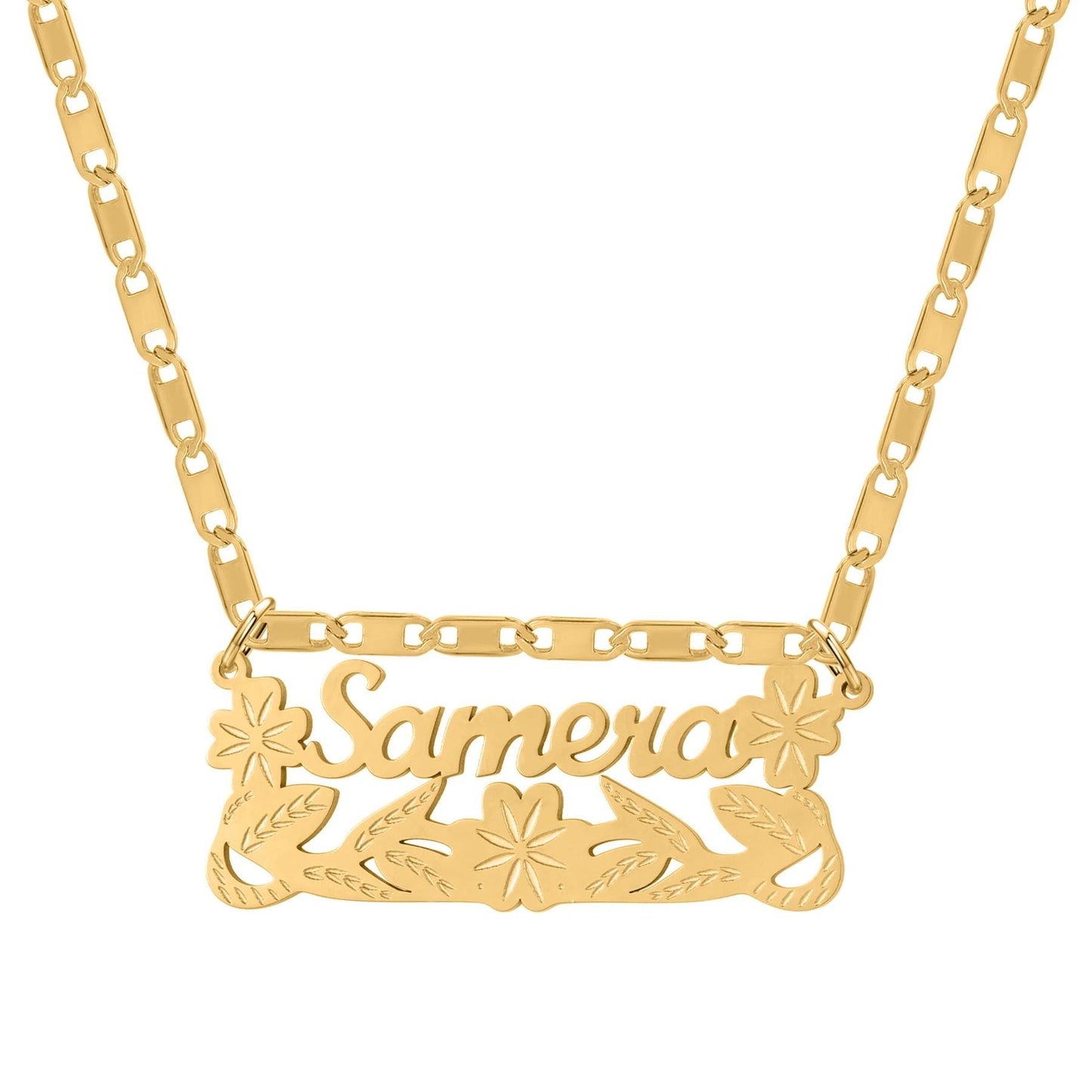 Custom Double Plated Name Necklace: Stainless Steel Figaro Chain