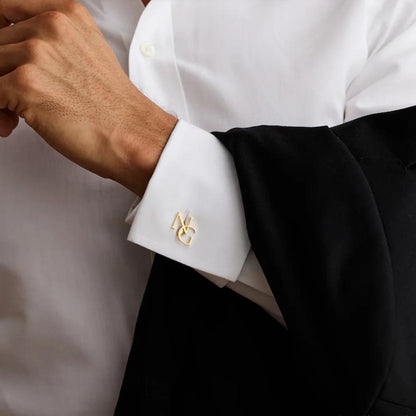 Custom Monogram Cufflinks: Gold or Silver Initial Cuff Links for Men Stainless Steel