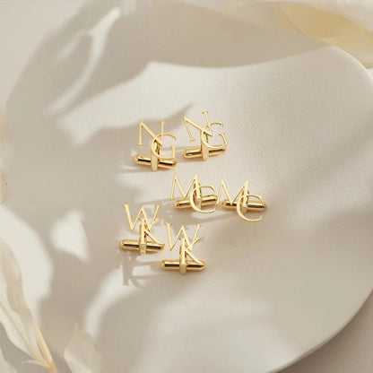 Custom Monogram Cufflinks: Gold or Silver Initial Cuff Links for Men Stainless Steel
