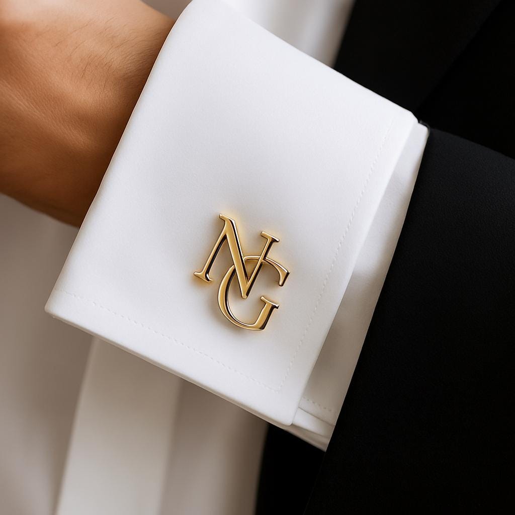 Custom Monogram Cufflinks: Gold or Silver Initial Cuff Links for Men Stainless Steel