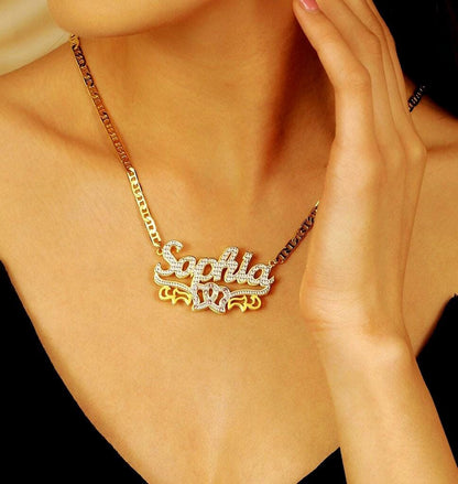 Double Plated Name Necklace: Custom Birthstone, Non Tarnish Jewelry
