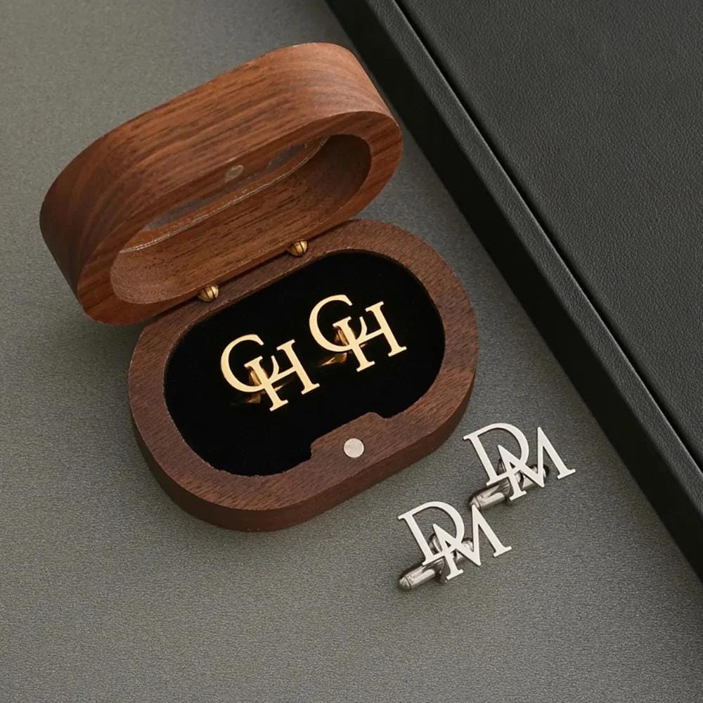 Bulk Custom Monogram Cufflinks, Personalized Groomsmen Gifts, Gold or Silver Initial Cuff Links