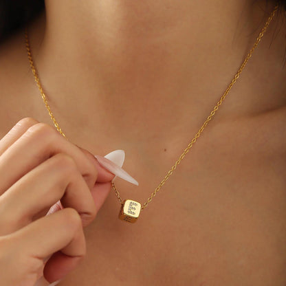 Custom Initial Necklace: 3D Gold Cube Necklace, Sparkly Letter Pendant, Meaningful Gift for Her