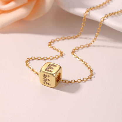 Custom Initial Necklace: 3D Gold Cube Necklace, Sparkly Letter Pendant, Meaningful Gift for Her