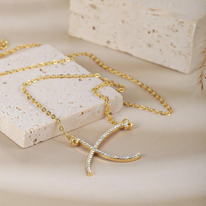 Initial Necklace: AAA Cubic Zirconia Pendant, Birthday Gift for Her