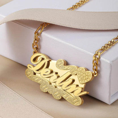 Personalized Gold Name Necklace: Custom Stainless Steel Nameplate, Tarnish Free Waterproof Jewelry