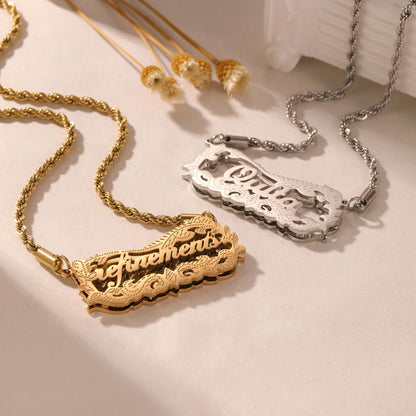 Double-Plated Name Necklace: Personalized Jewelry, Tarnish Free Waterproof