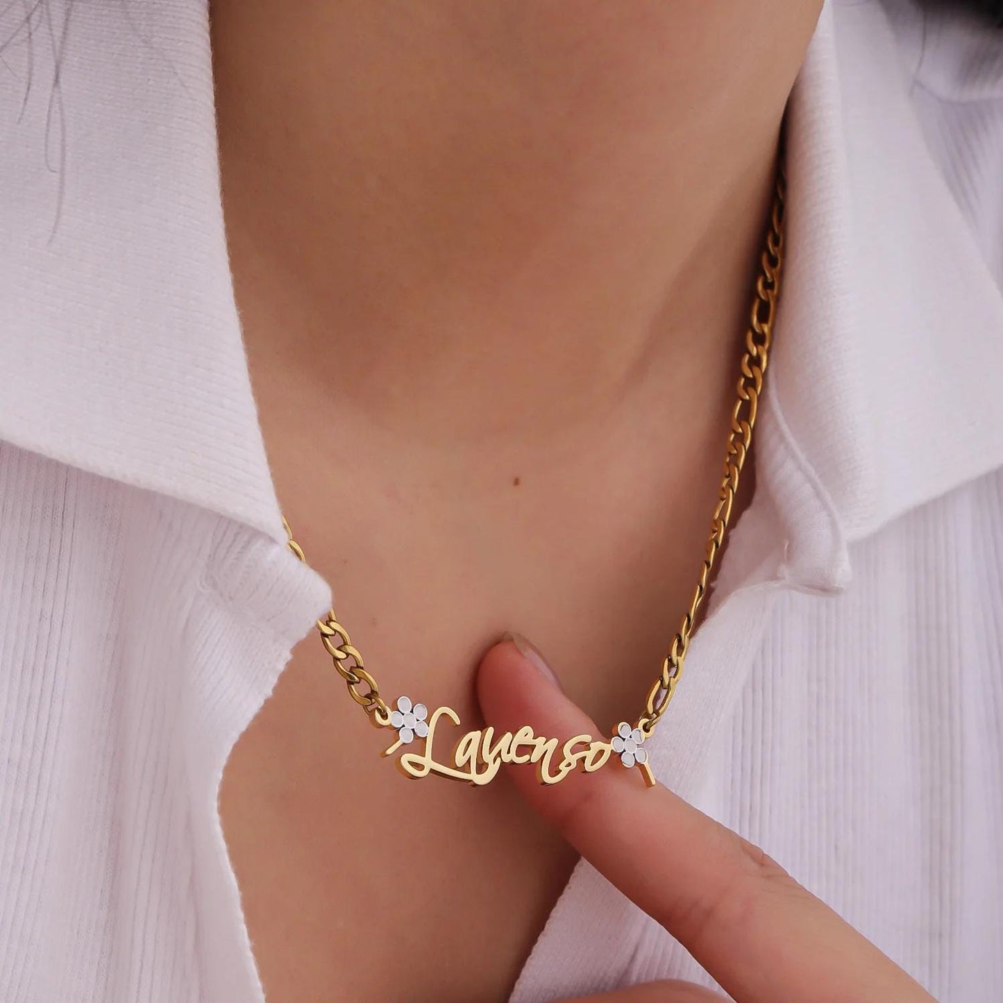 Custom Script Name Necklace: With Flower Accent, Waterproof & Gift Ready