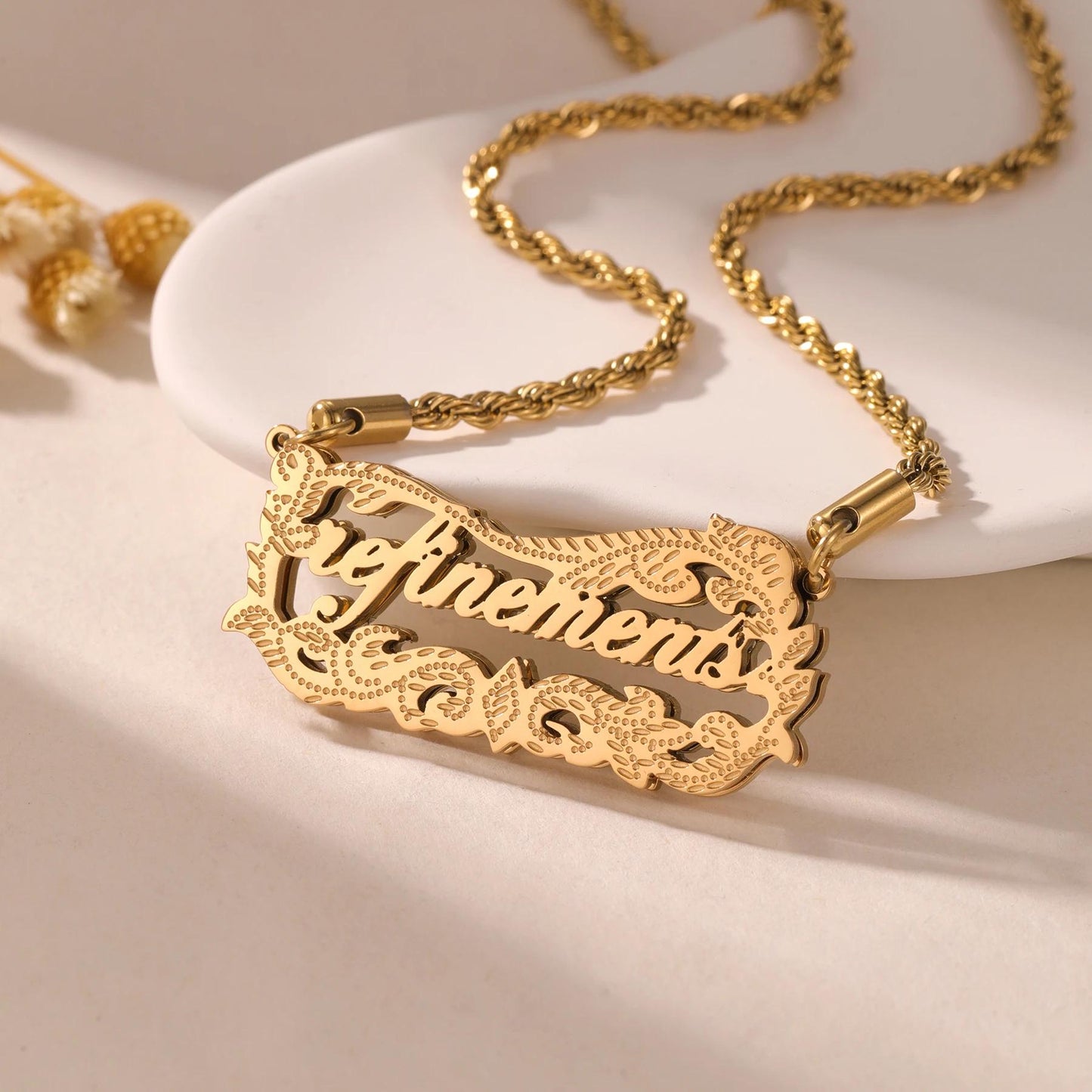 Double-Plated Name Necklace: Personalized Jewelry, Tarnish Free Waterproof