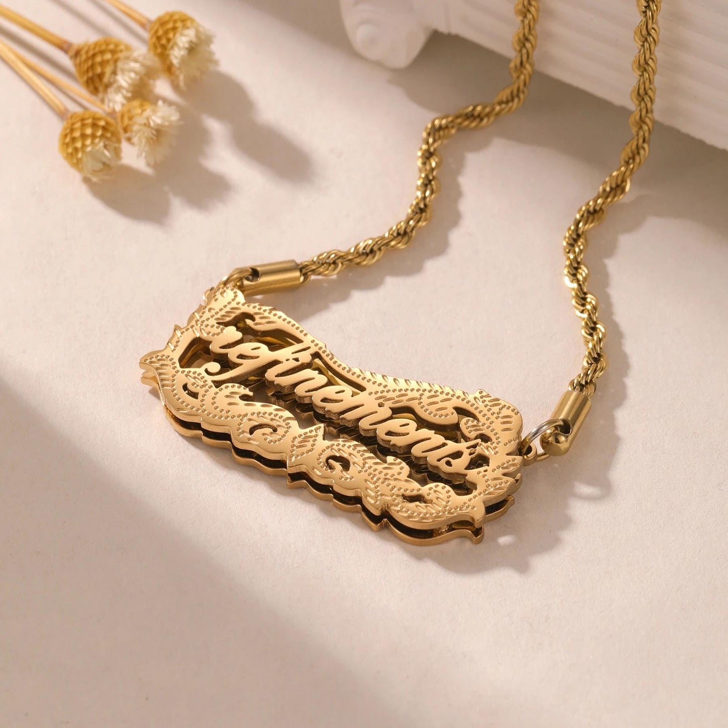 Double-Plated Name Necklace: Personalized Jewelry, Tarnish Free Waterproof