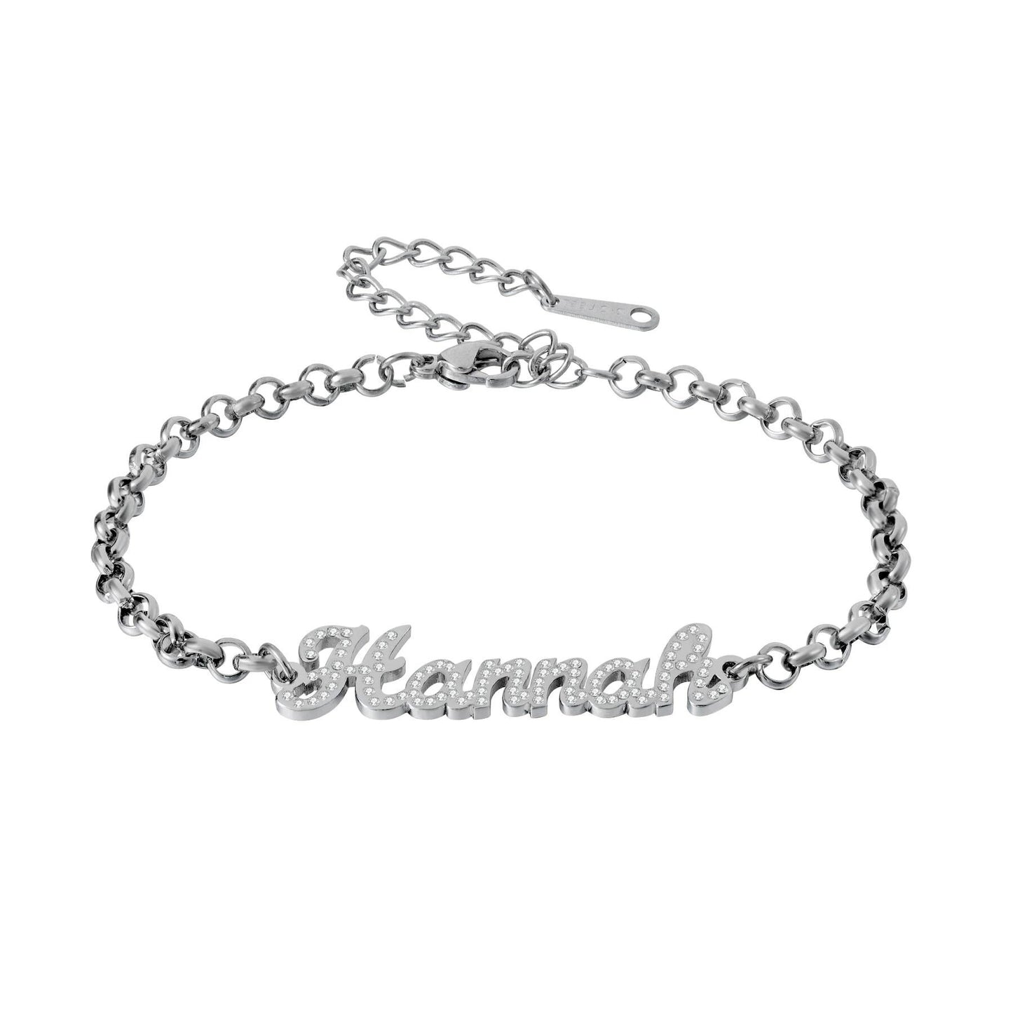 Custom CZ Name Bracelet: Personalized Script Bracelet in Gold