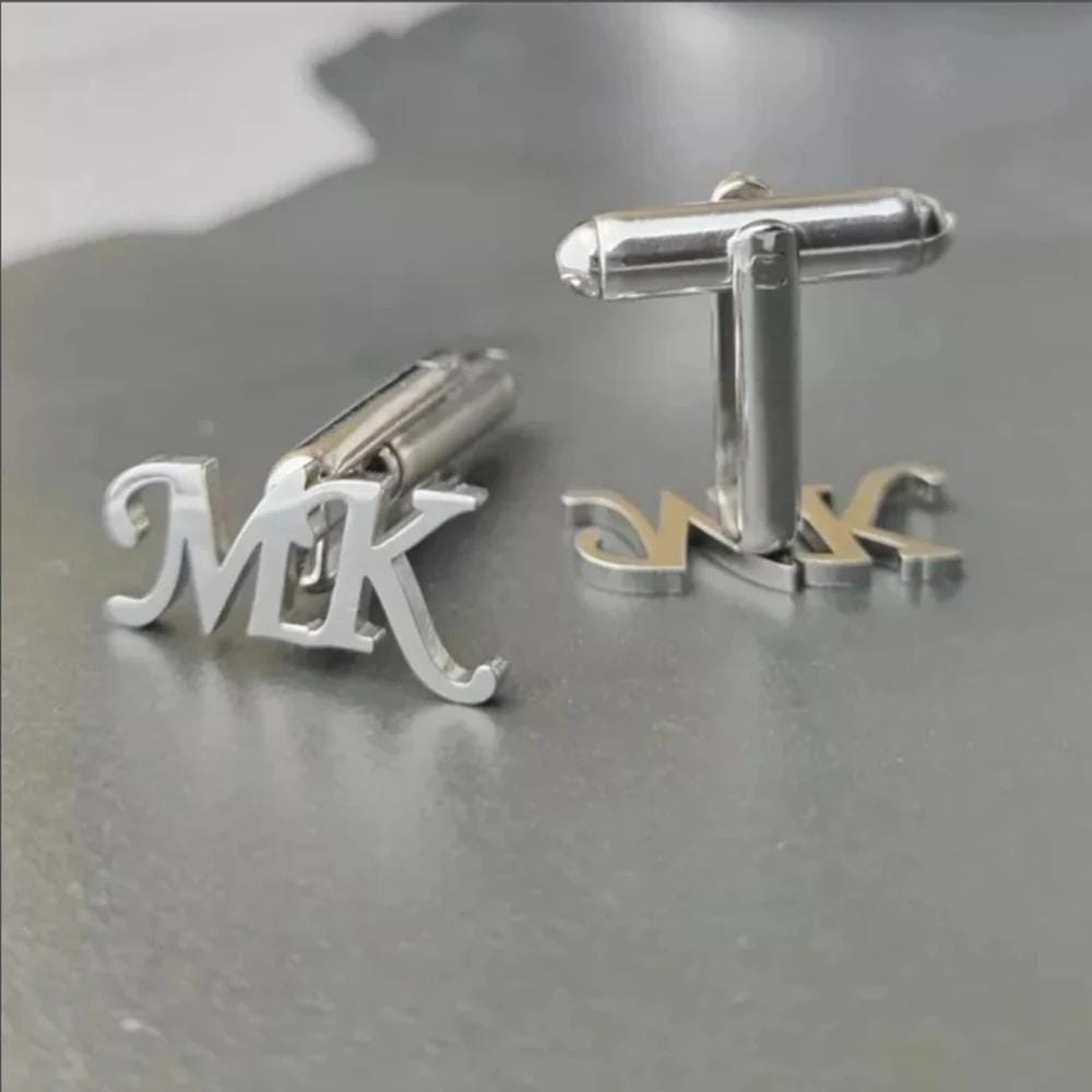 Bulk Custom Monogram Cufflinks, Personalized Groomsmen Gifts, Gold or Silver Initial Cuff Links