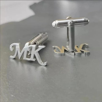 Custom Monogram Cufflinks: Gold or Silver Initial Cuff Links for Men Stainless Steel