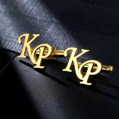 Bulk Custom Monogram Cufflinks, Personalized Groomsmen Gifts, Gold or Silver Initial Cuff Links