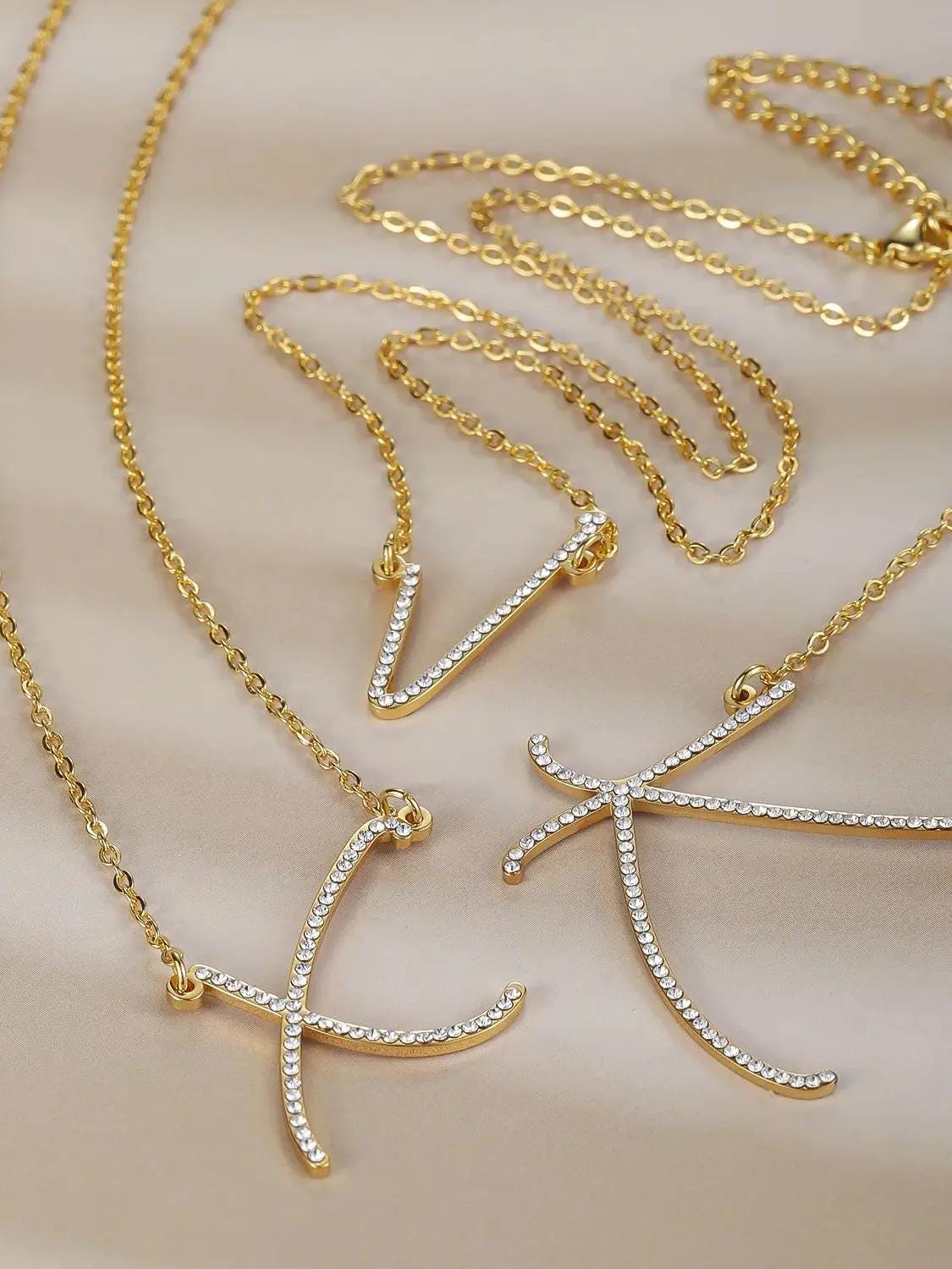 Initial Necklace: AAA Cubic Zirconia Pendant, Birthday Gift for Her