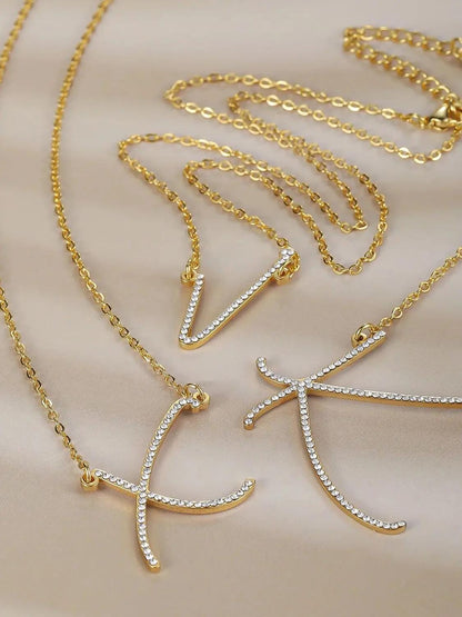 Initial Necklace: AAA Cubic Zirconia Pendant, Birthday Gift for Her