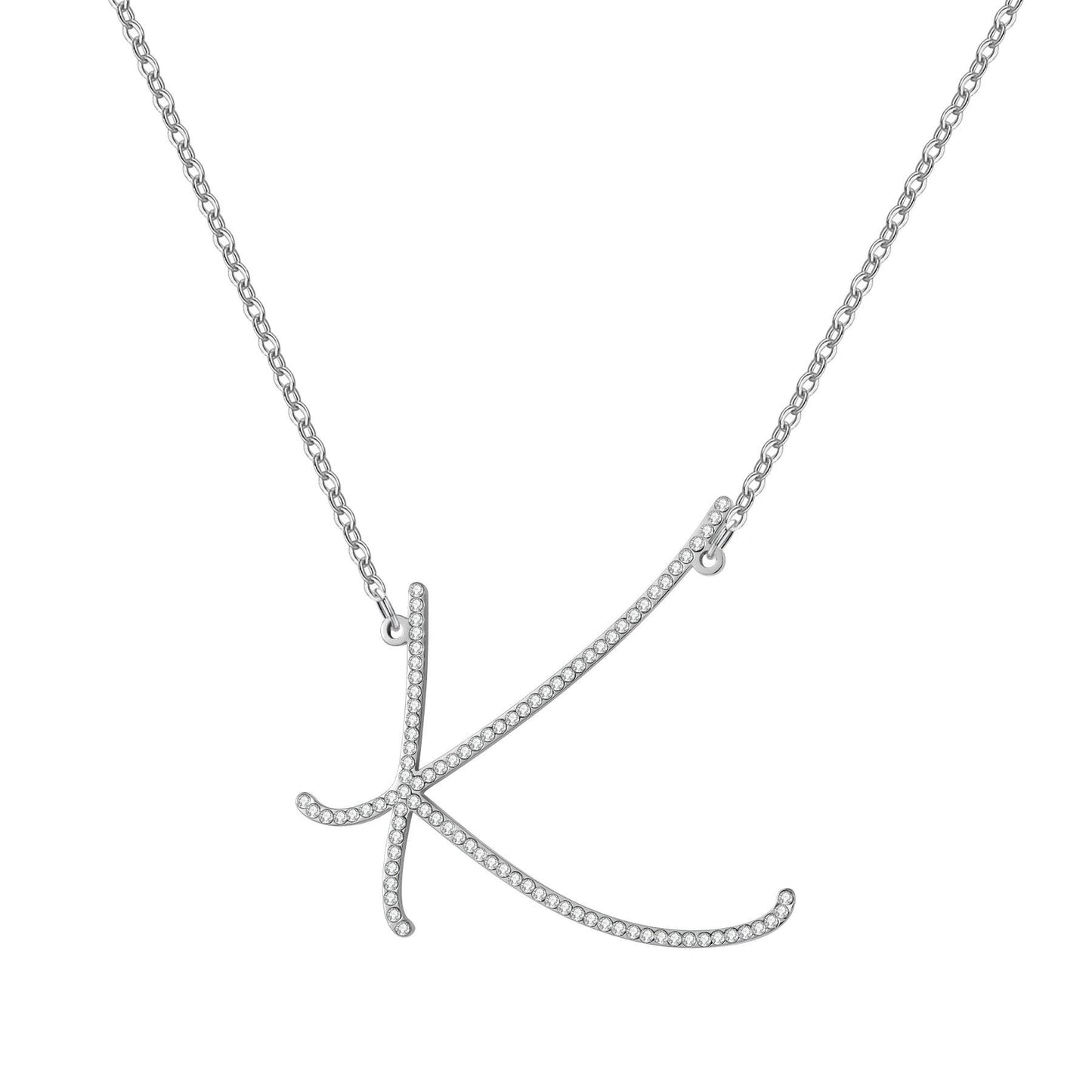 Initial Necklace: AAA Cubic Zirconia Pendant, Birthday Gift for Her
