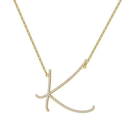 Initial Necklace: AAA Cubic Zirconia Pendant, Birthday Gift for Her