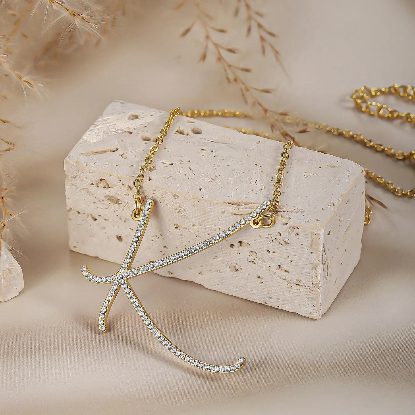 Initial Necklace: AAA Cubic Zirconia Pendant, Birthday Gift for Her