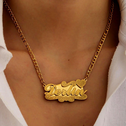 Personalized Gold Name Necklace: Custom Stainless Steel Nameplate, Tarnish Free Waterproof Jewelry