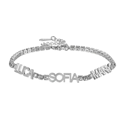 Personalized Name Bracelet: Gold Bracelet with CZ Stones Accents