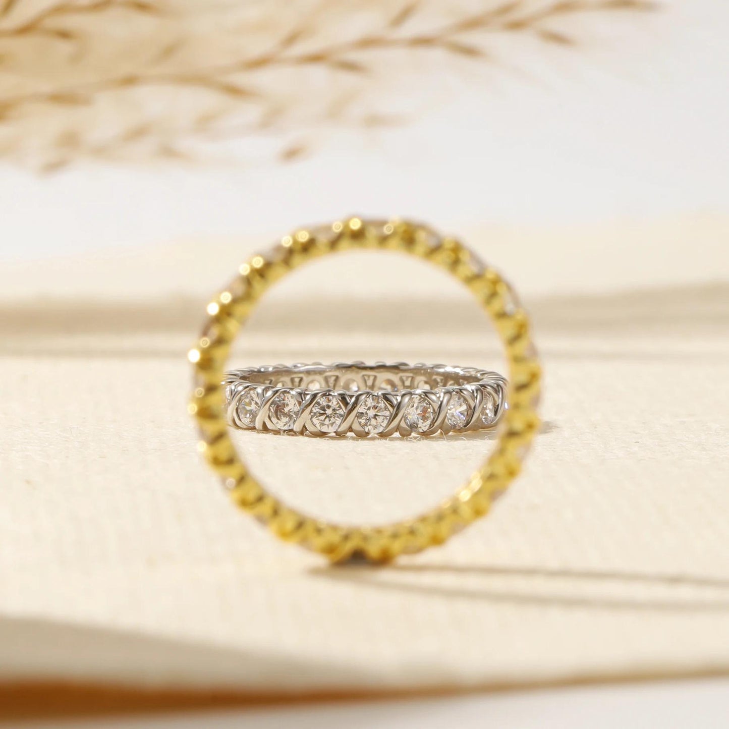 Gold Plated CZ Eternity Ring: Dazzling Crystal Fashion Jewelry for Her