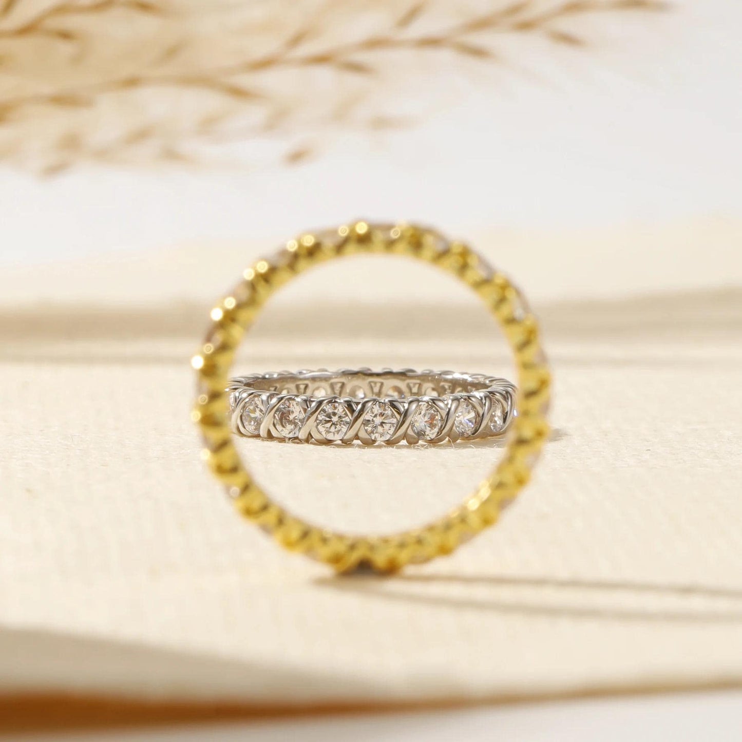 CZ Eternity Band Ring: Silver Plated, Elegant Crystal Jewelry