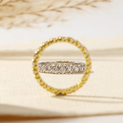 CZ Eternity Band Ring: Silver Plated, Elegant Crystal Jewelry