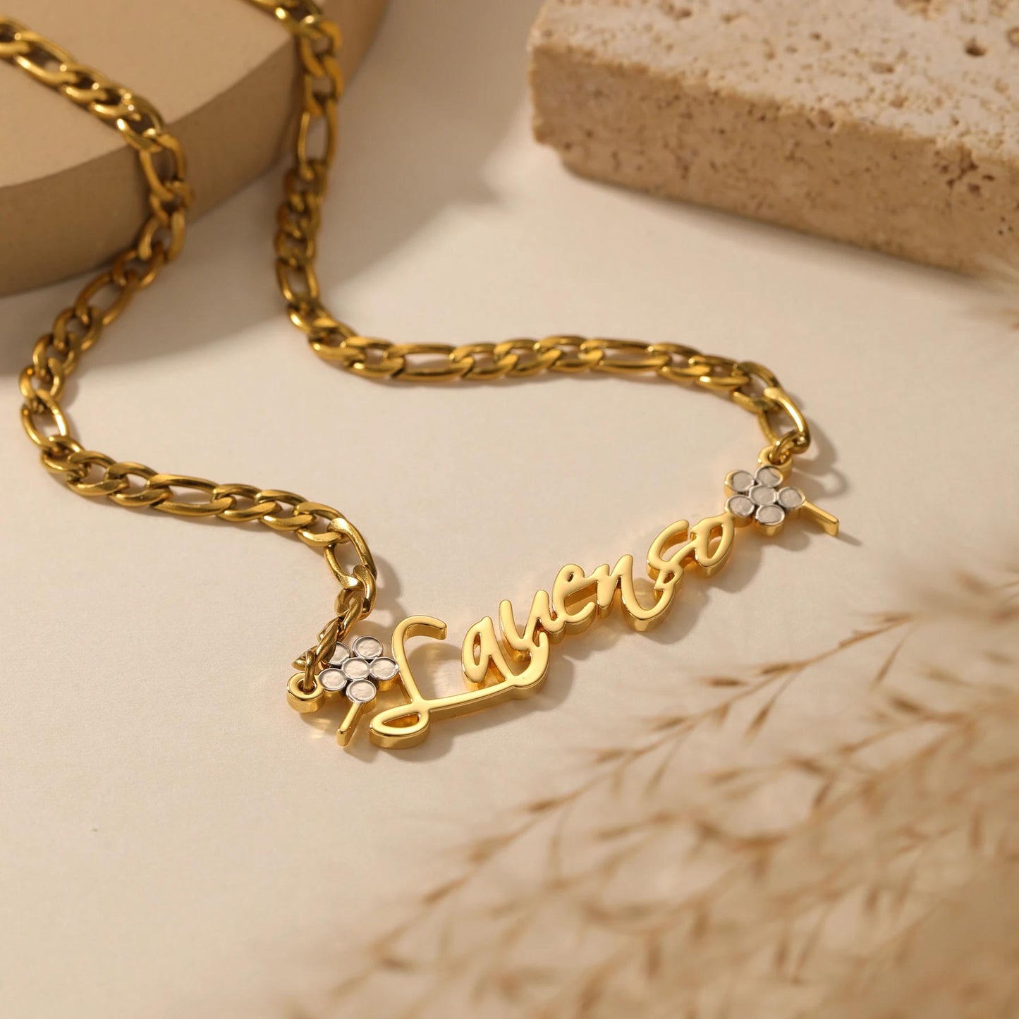 Custom Script Name Necklace: With Flower Accent, Waterproof & Gift Ready