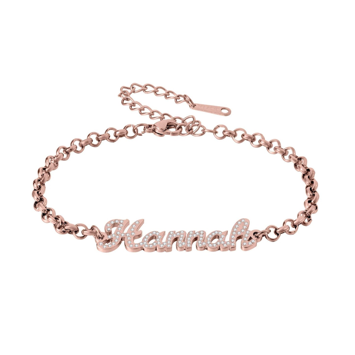 Personalized Name Bracelet: Gold Bracelet with CZ Stones Accents