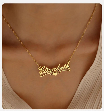 Personalized Name Necklace with Hearts: Romantic Custom Jewelry Gift