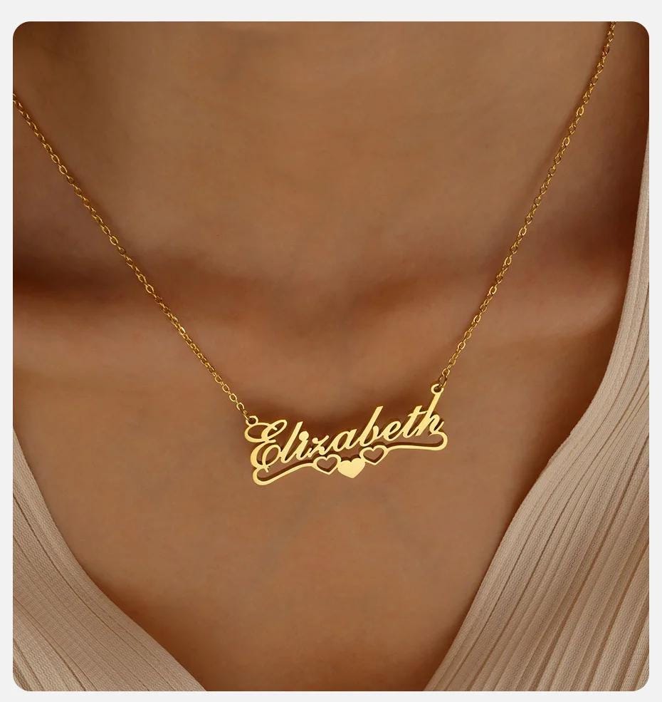 Personalized Crown Name Necklace: Custom Script Jewelry