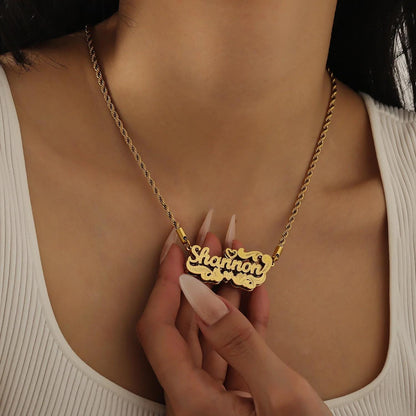 Custom Name Necklace: Two Tone Gold Silver Romantic Valentine Jewelry