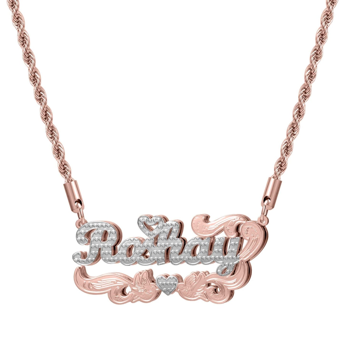 Custom Name Necklace: Two Tone Gold Silver Romantic Valentine Jewelry