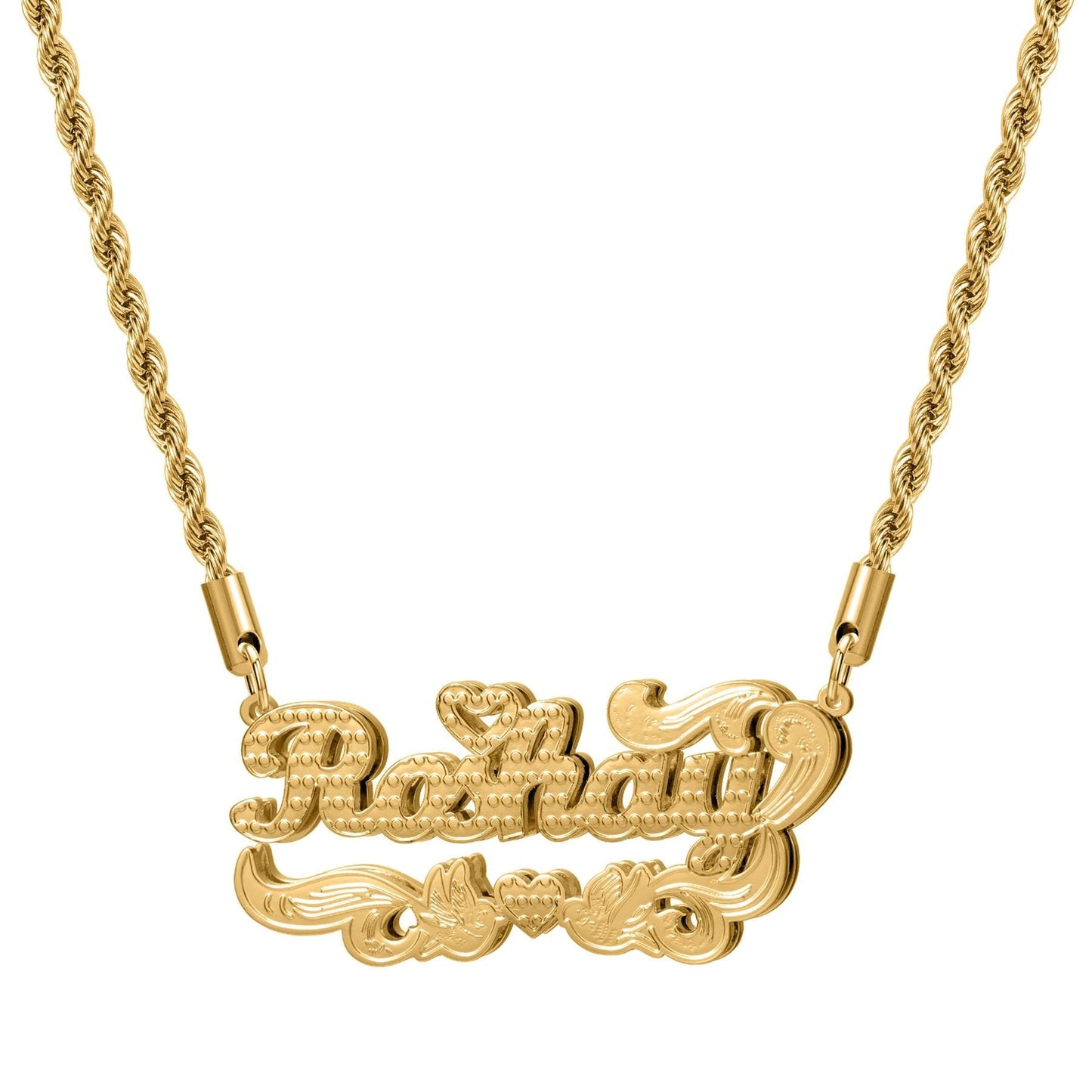 Custom Name Necklace: Two Tone Gold Silver Romantic Valentine Jewelry