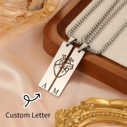Couple Initial Necklace Set: Romantic Personalized Jewelry