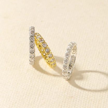 Gold Plated CZ Eternity Ring: Dazzling Crystal Fashion Jewelry for Her