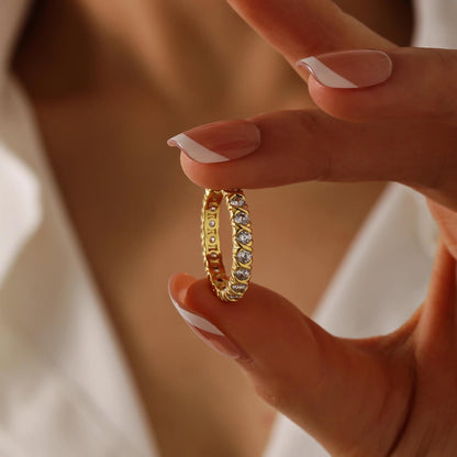 Gold Plated CZ Eternity Ring: Dazzling Crystal Fashion Jewelry for Her