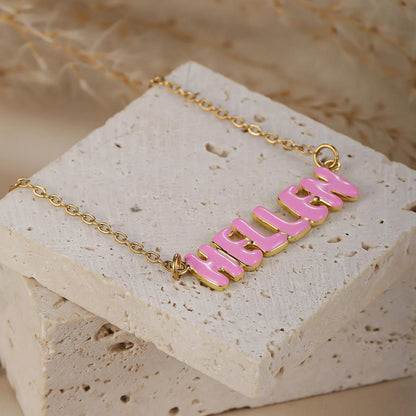 Pastel Bubble Name Necklace, Personalized Color Name Pendant