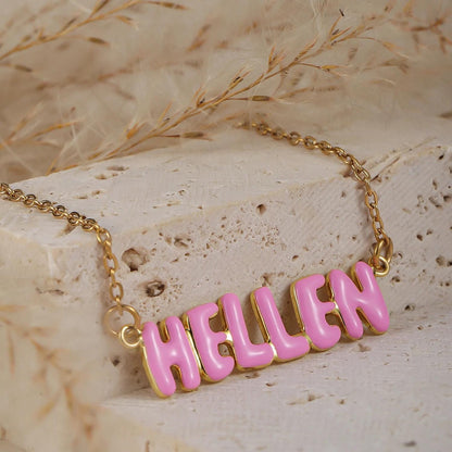 Pastel Bubble Name Necklace, Personalized Color Name Pendant